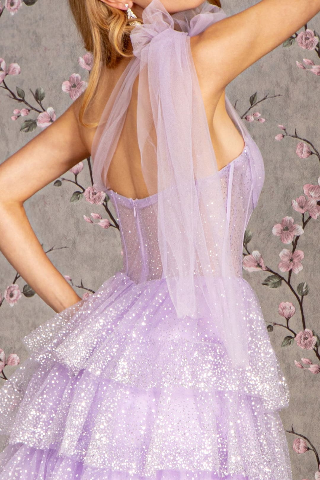 Glitter One Shoulder Tiered Ruffled Gown by GLS Gloria GL3454 - Long Formal Dresses