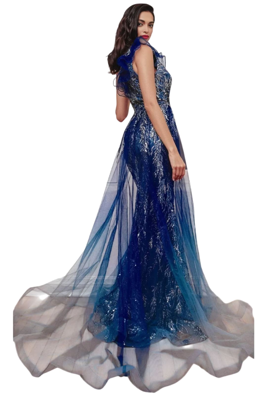 Glitter Overskirt Classic Prom Dress 2025 Elegant Evening Gown - Navy / 4 - Prom