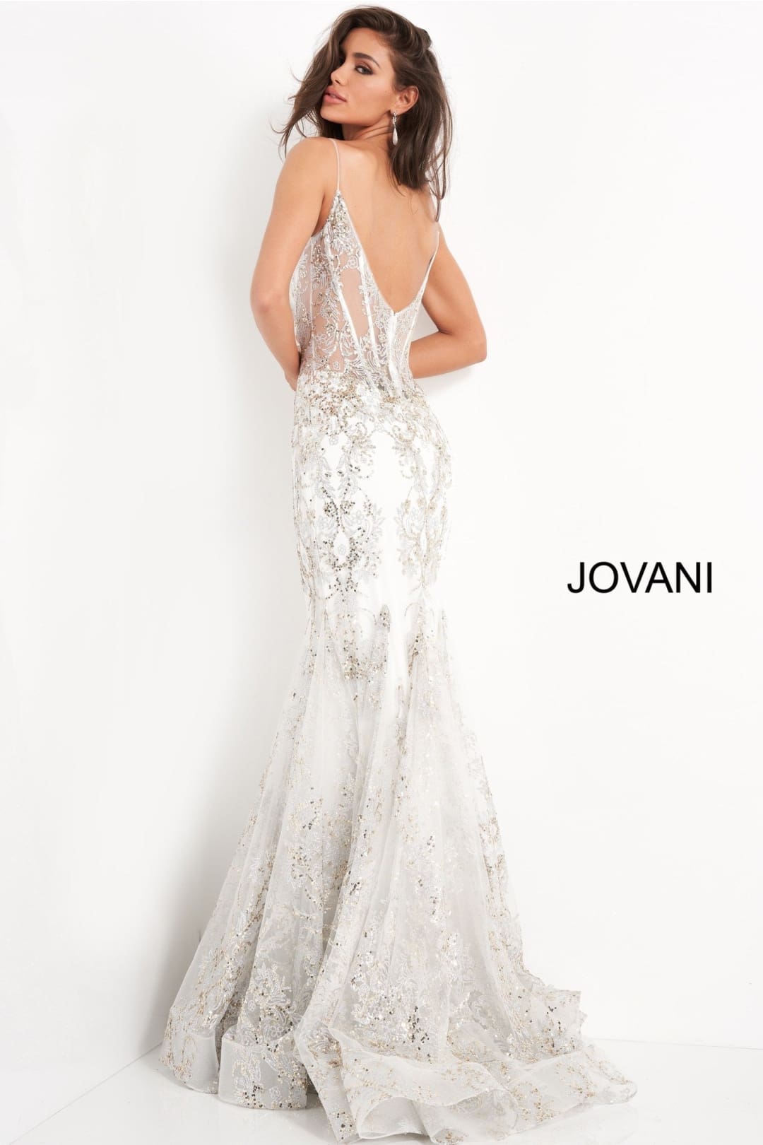 Glitter Print Fitted Sleeveless Gown by Jovani 3675 - Long Formal Dresses