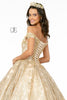 Glitter Print Off Shoulder Ball Gown by Elizabeth K GL1820 - Quinceanera Dresses