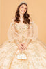 Glitter Print Puff Sleeve Ball Gown by Elizabeth K GL3071 - Quinceanera Dresses