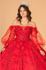 Glitter Print Puff Sleeve Ball Gown by Elizabeth K GL3071 - Quinceanera Dresses