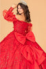 Glitter Print Puff Sleeve Ball Gown by Elizabeth K GL3071 - Quinceanera Dresses