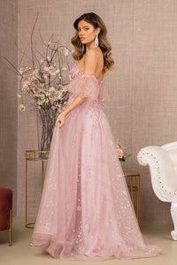 Glitter Print Puff Sleeve Gown by GLS Gloria GL3126 - Long Formal Dresses