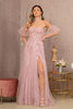 Glitter Print Puff Sleeve Gown by GLS Gloria GL3126 - XS / Dusty Rose - Long Formal Dresses