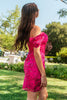 Glitter Print Short Off Shoulder Dress by Elizabeth K GS3510 - Short Cocktail Dresses