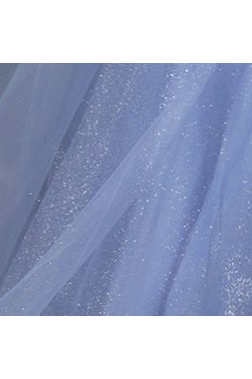 Glitter Print Short Off Shoulder Dress by Elizabeth K GS3510 - XS / Smoky Blue - Short Cocktail Dresses