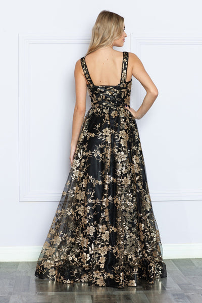 Poly USA 9298 Glitter Print Sleeveless A-line Gown