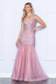 Poly USA 9388 Glitter Print Sleeveless Mermaid Dress