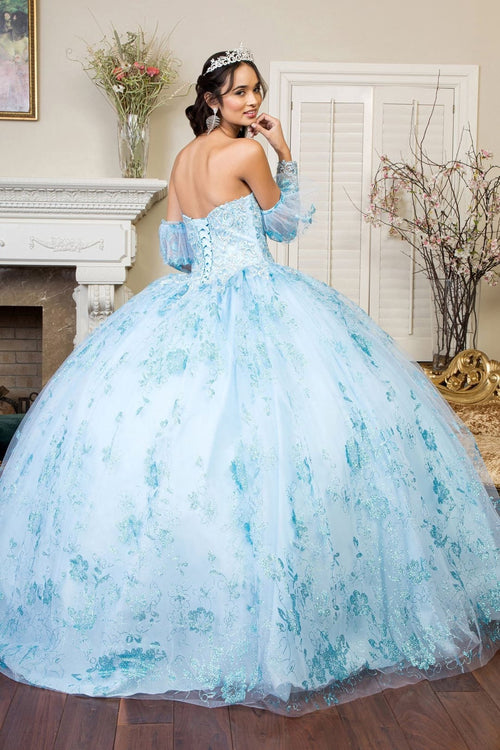 Glitter Print Strapless Ball Gown by Elizabeth K GL1944 - Quinceanera Dresses