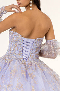 Glitter Print Strapless Ball Gown by Elizabeth K GL1944 - Quinceanera Dresses