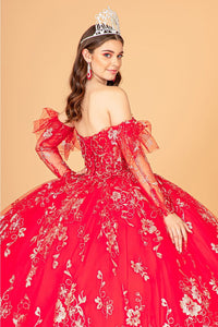 Glitter Print Strapless Ball Gown by Elizabeth K GL1944 - Quinceanera Dresses