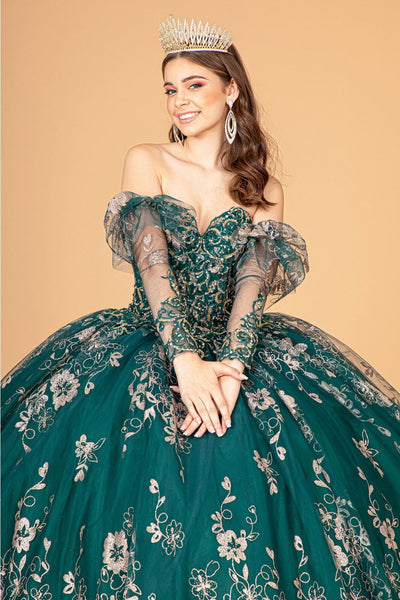 Glitter Print Strapless Ball Gown by Elizabeth K GL1944 - Quinceanera Dresses