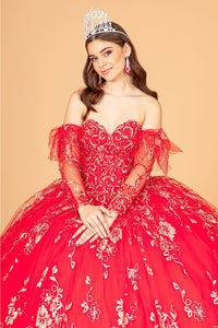 Glitter Print Strapless Ball Gown by Elizabeth K GL1944 - Quinceanera Dresses