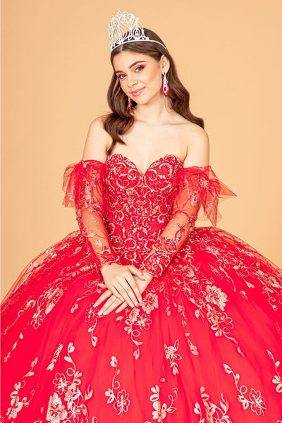 Glitter Print Strapless Ball Gown by Elizabeth K GL1944 - Quinceanera Dresses