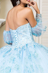 Glitter Print Strapless Ball Gown by Elizabeth K GL1944 - Quinceanera Dresses