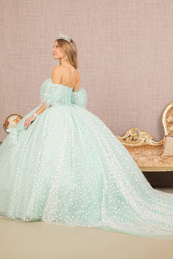 Glitter Print Sweetheart Ball Gown by Elizabeth K GL3176 - Quinceanera Dresses