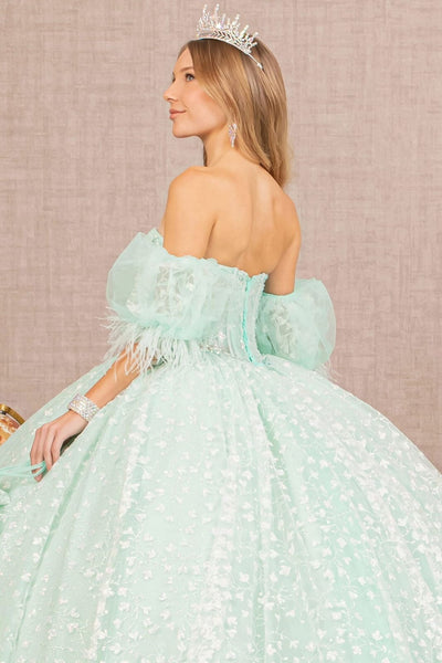Glitter Print Sweetheart Ball Gown by Elizabeth K GL3176 - Quinceanera Dresses