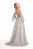 Glitter Print V-Neck Gown by Elizabeth K GL3002 - Long Formal Dresses