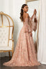 Glitter Print V-Neck Gown by Elizabeth K GL3002 - Long Formal Dresses