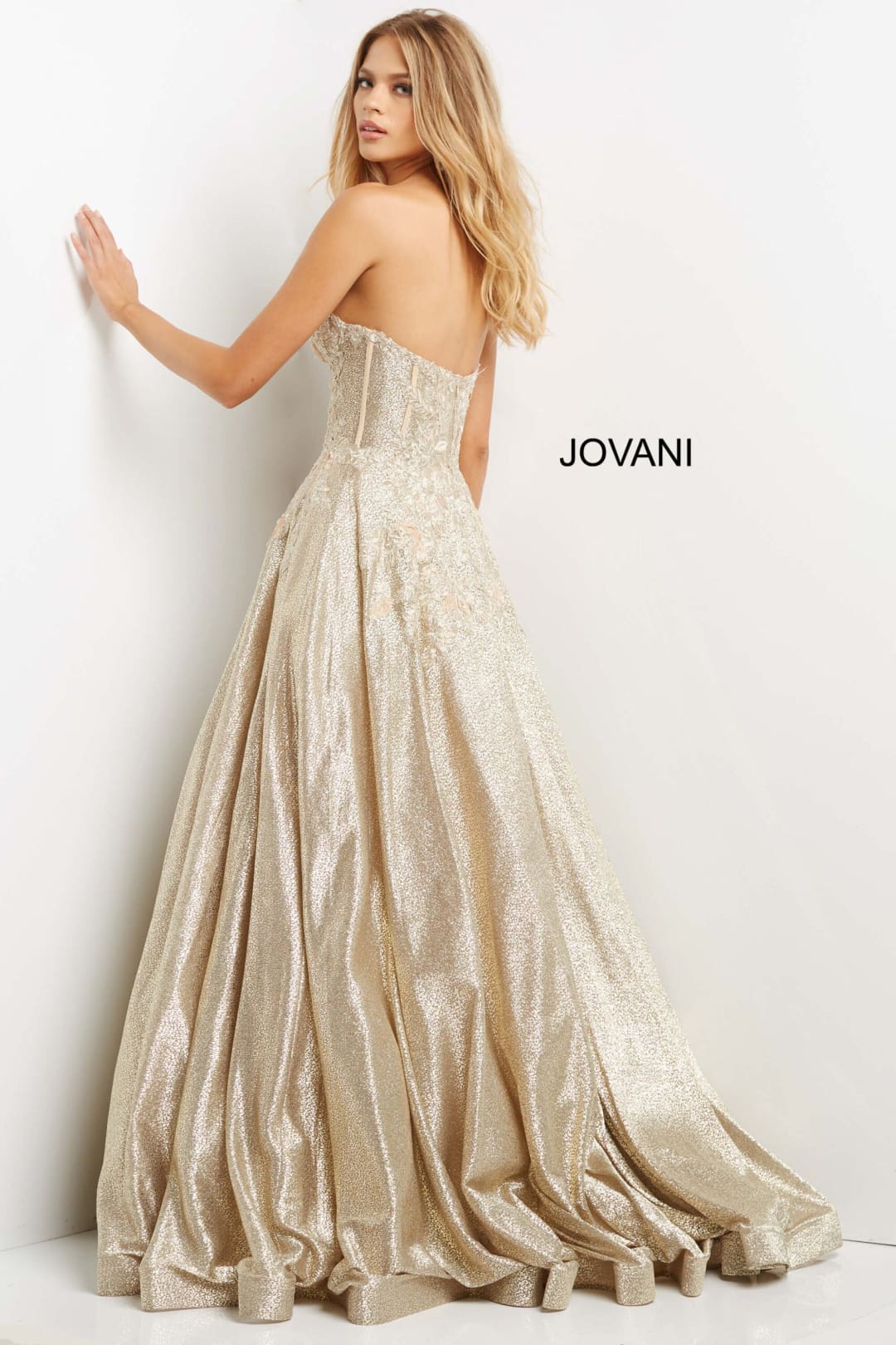 Glitter Strapless A-line Gown by Jovani 07497 - Long Formal Dresses