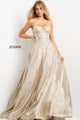 Glitter Strapless A-line Gown by Jovani 07497 - 00 / Gold - Long Formal Dresses