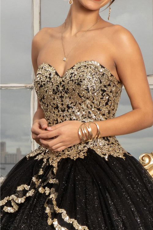 Glitter Strapless Ball Gown by Elizabeth K GL3022 - Quinceanera Dresses