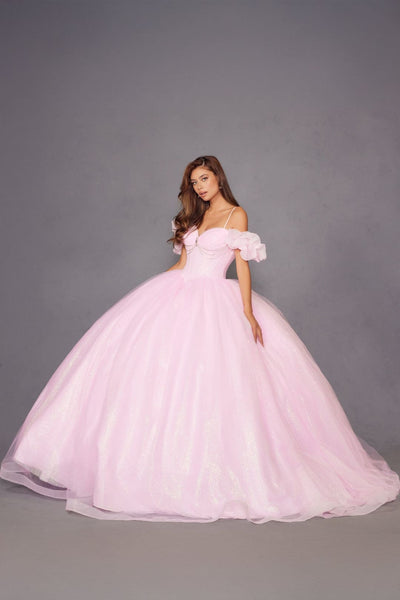 Glitter Tulle Off Shoulder Ball Gown by Juliet JT1487H - Quinceanera Dresses