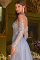 Glitter V-Neck Overskirt Gown by GLS Gloria GL3616 - Long Formal Dresses
