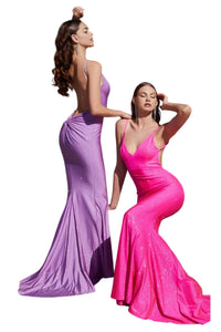 Glittered V-Neck Evening Gown Shine 2025 Elegant Formal Dress - Lavender / XS - Prom