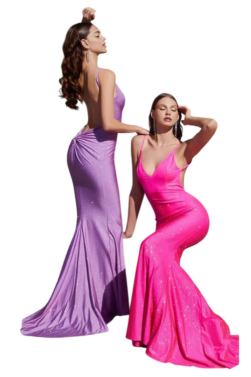 Glittered V-Neck Evening Gown Shine 2025 Elegant Formal Dress - Lavender / XS - Prom