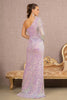 LA Merchandise LAS3128 Feather Sequin Asymmetric Mermaid Dress - Dress