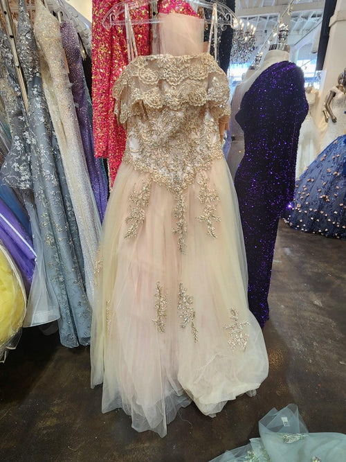 Off Shoulder Quinceañera Ball Gown Embroidered Lace-Up Back Floor Length by Elizabeth K GL2510