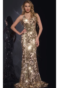 Gold Sequin Prom Dress: Jovani 40675 - Prom