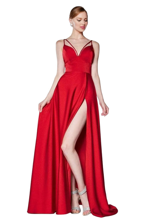 Gown 2025 V-Neck A-Line With Train Elegant Evening Dress - Red / 2 - Prom