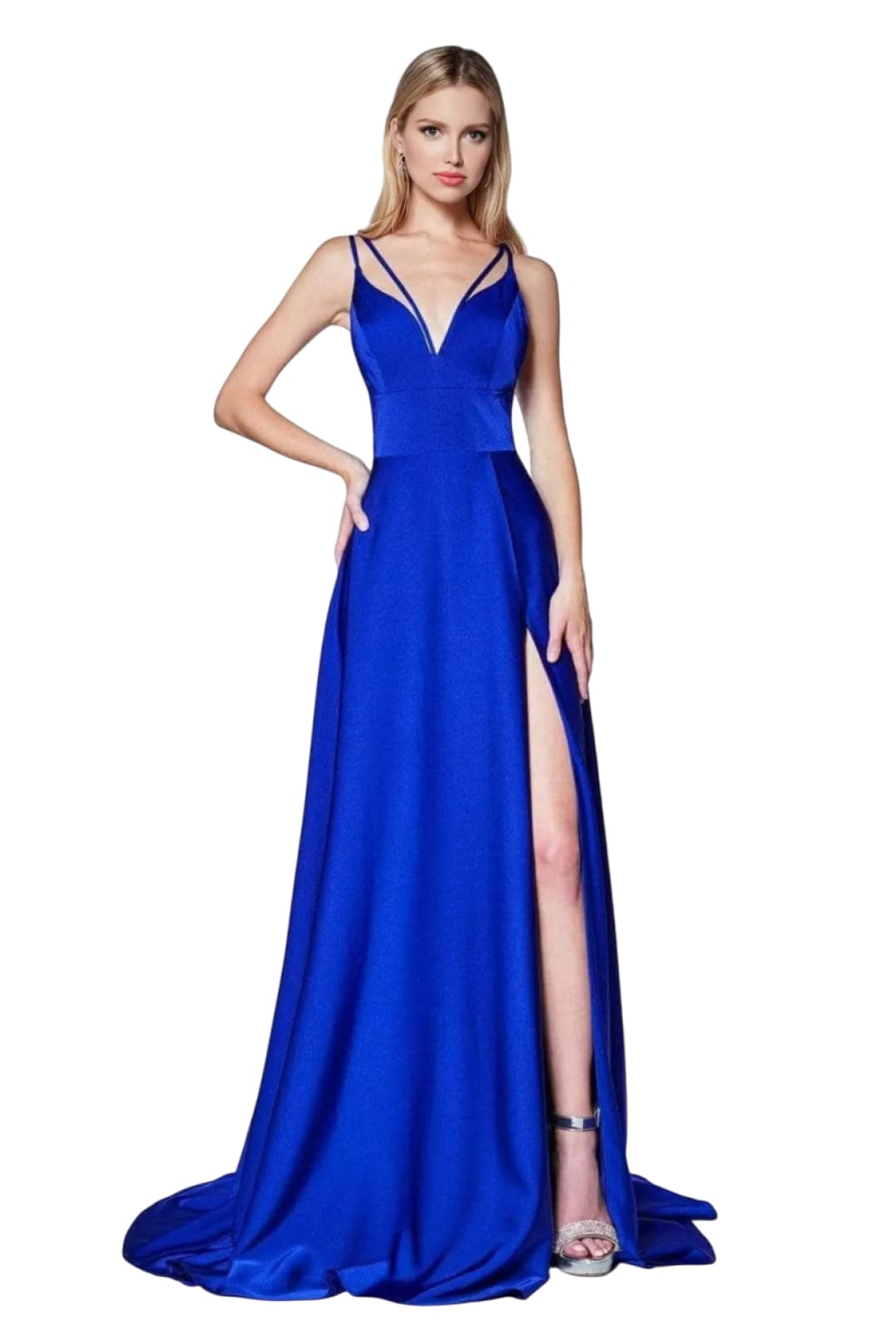 Gown 2025 V-Neck A-Line With Train Elegant Evening Dress - Royal / 2 - Prom