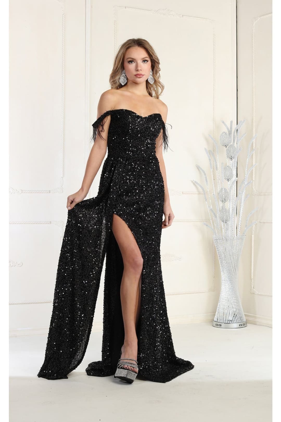 Gown for New Year’s Eve in Black Style MQ1957 Party Dress - Black / 4 - Dress