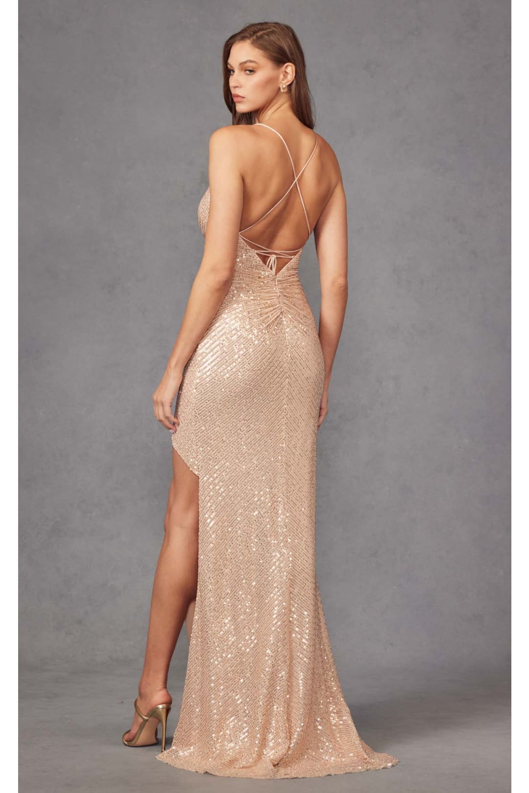 Gown for New Year’s Eve in Champagne Style 273 Party Dress - Champagne / XL - Dress