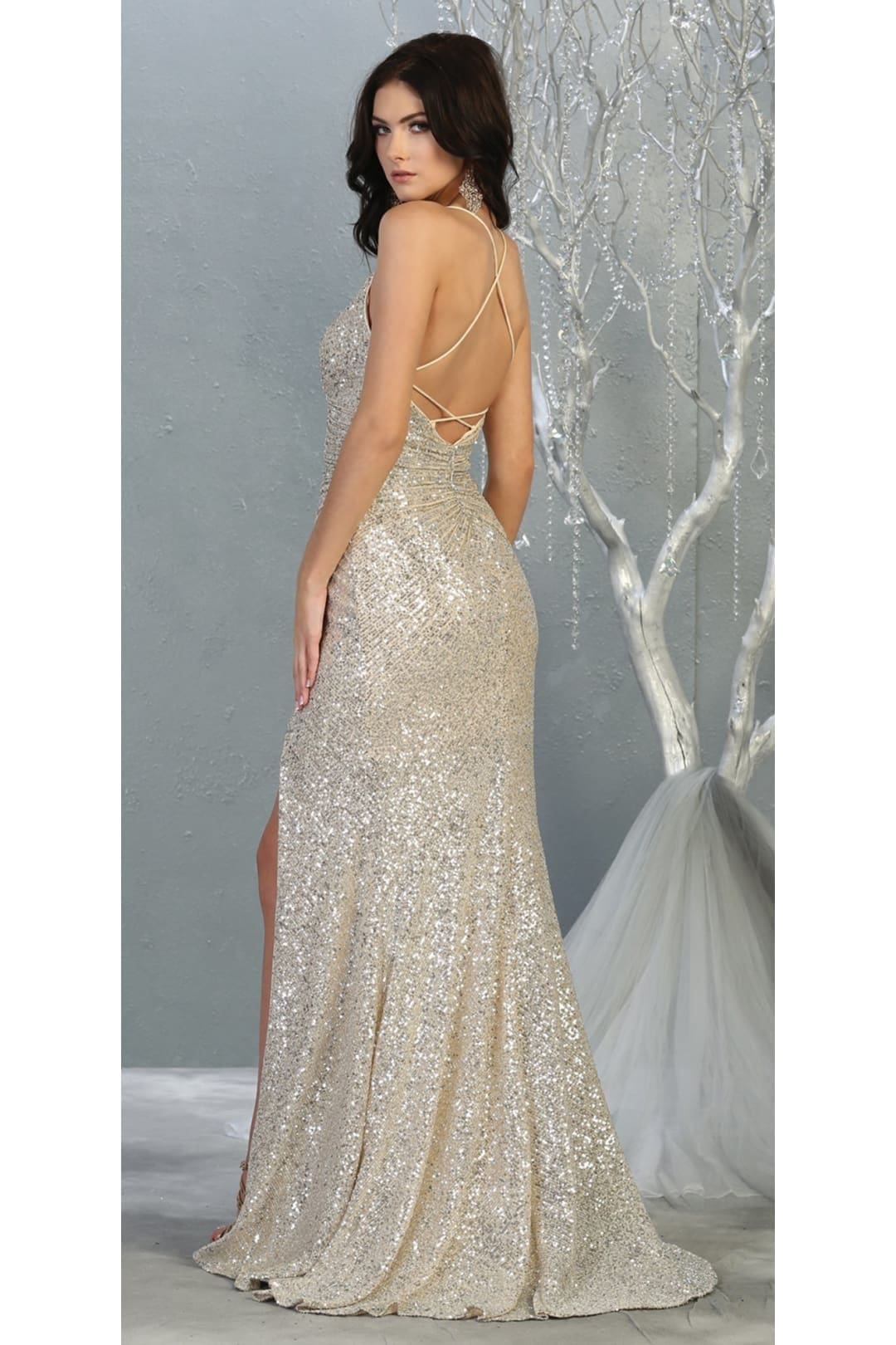 Gown for New Year’s Eve in Champagne Style RQ7852 Party Dress - Dress