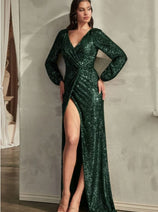 Gown for New Year's Eve in Emerald Green Style B8422 Party Dress