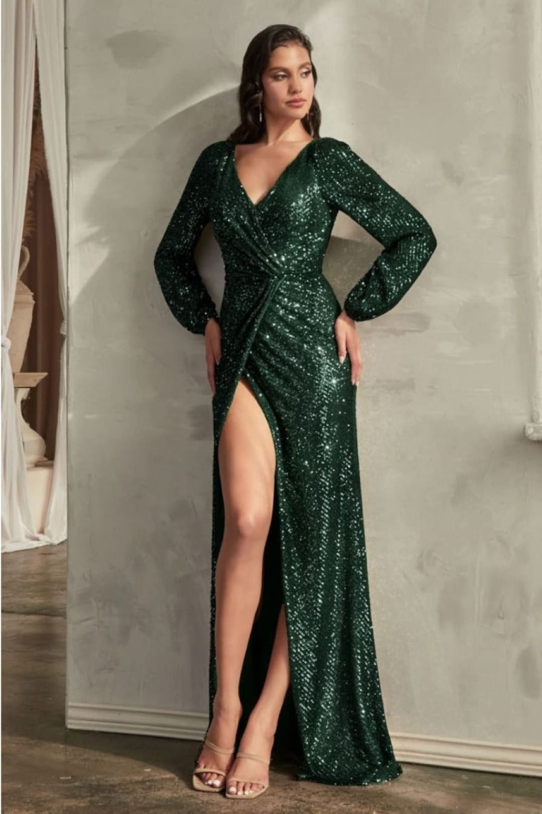 Gown for New Year’s Eve in Emerald Green Style B8422 Party Dress - Emerald Green / S - Dress