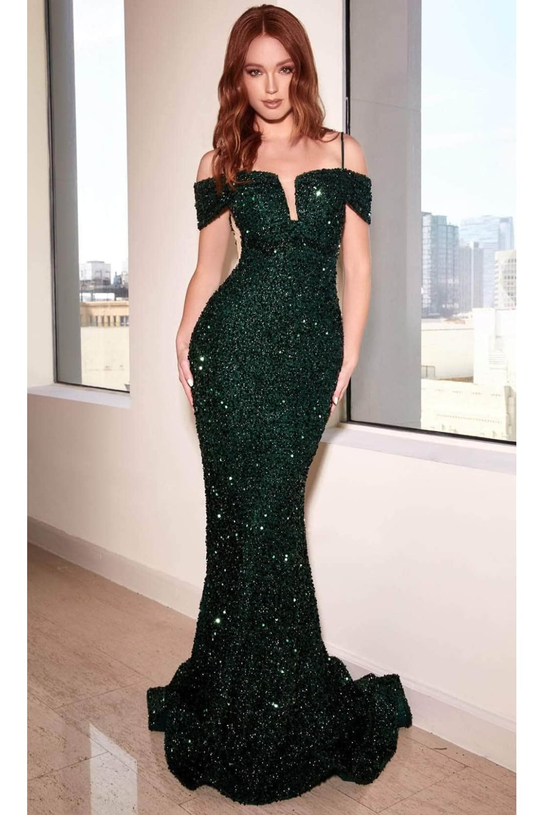Gown for New Year’s Eve in Emerald Green Style CD975 Party Dress - Emerald Green / 2 - Prom