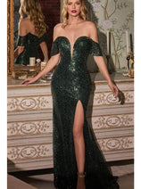 Gown for New Year's Eve in Emerald  Green  Style  CH167 Party Dress
