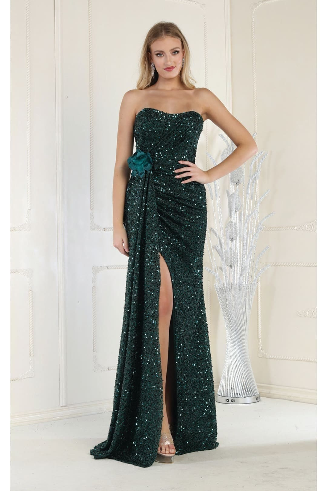 Gown for New Year’s Eve in Hunter Green Style MQ1968 Party Dress - Hunter Green / 4 - Dress