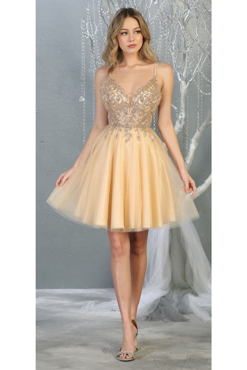 Graduation Embellished Dress - CHAMPAGNE / 4