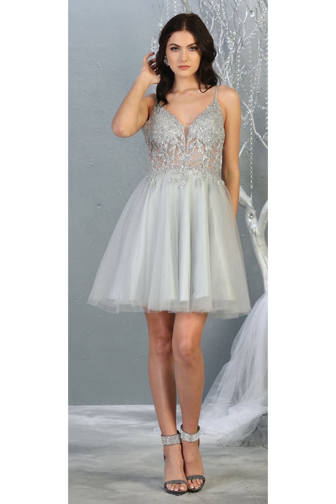 Dama Dresses for Quinceanera in Silver Style MQ1813 Quince Outfit Dama Dresses for Quinceanera in Silver Style MQ1813 Quince Outfit
