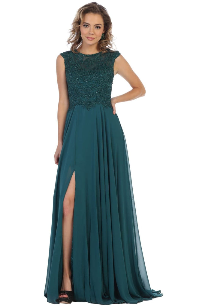 Green Christmas & Holiday Dress in Chiffon By May Queen MQ1563 - Green / 4 - Dress