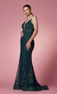 Narianna-Beaded-Bodice Long Glitter Prom Dress with Corset