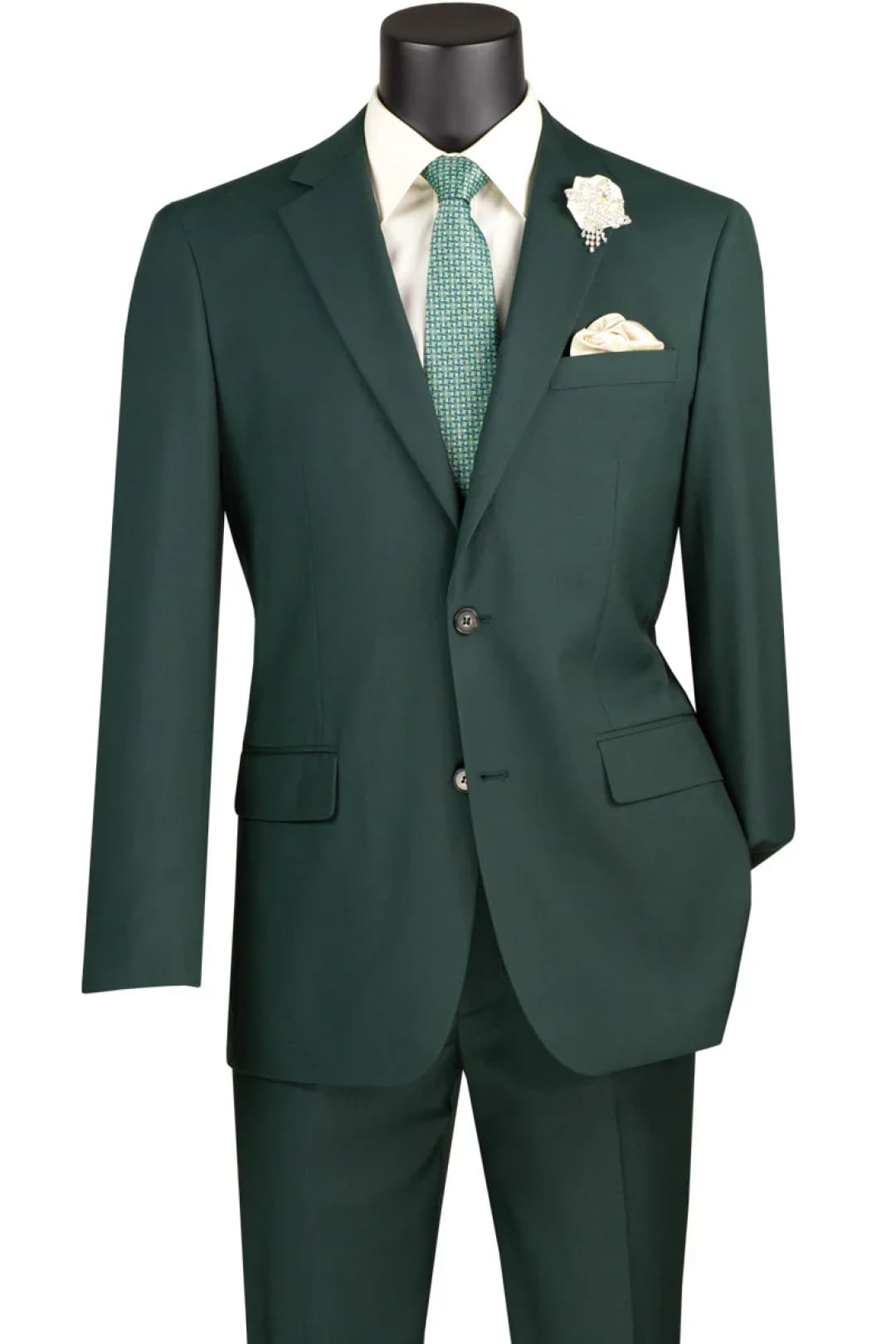Green Groomsmen Suit for Men & Boys - Perfect for Weddings + Free Tie - Green / 36Short - Suits