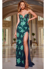 Green Sequin Long Prom Dress: Jovani 44726 - Green / Prom